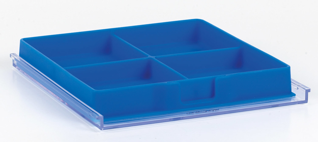 Bild von Lab-Modular-System-Tablett mit Silikonauflage, blau, 4 Fächer, 1 Stück