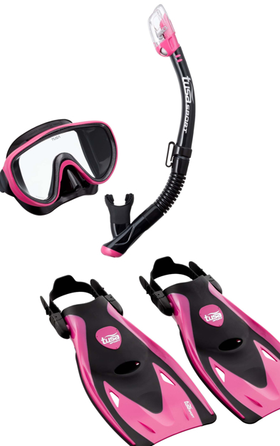 Bild von Serene Schnorchel-Reiseset - Maske, Schnorchel, Flossen in schwarz/pink, 1 Set