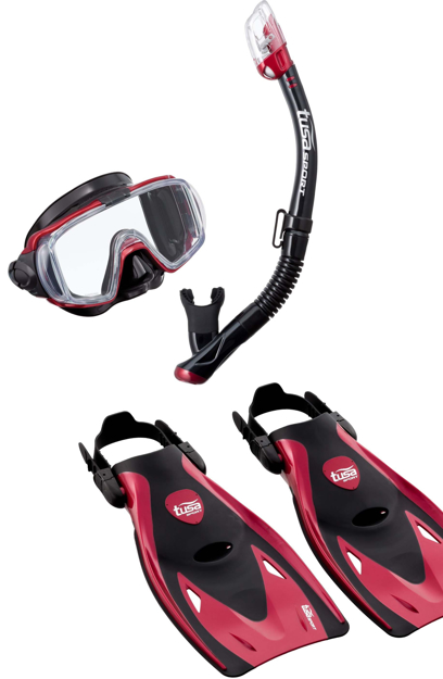 Bild von Visio Tri-Ex  Schnorchel-Reiseset - Maske, Schnorchel, Flossen in schwarz/rot