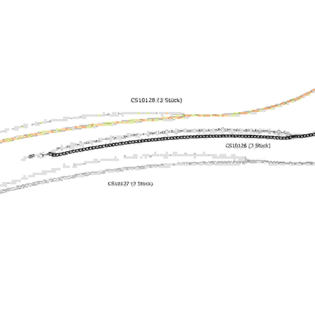 Bild von Brillenkette "Vienna", Metall mit Perlen, schwarz, 3 Stück