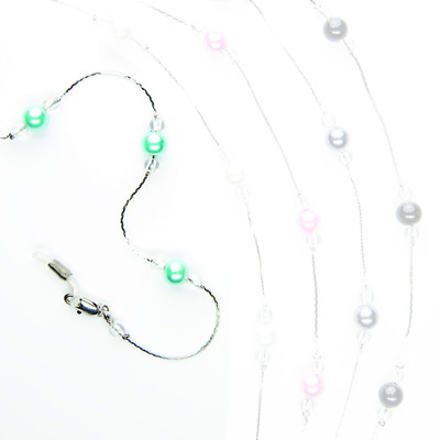 Picture of Metall-Brillenkette "Portofino", mit hellblauen Perlen, 1 Stück