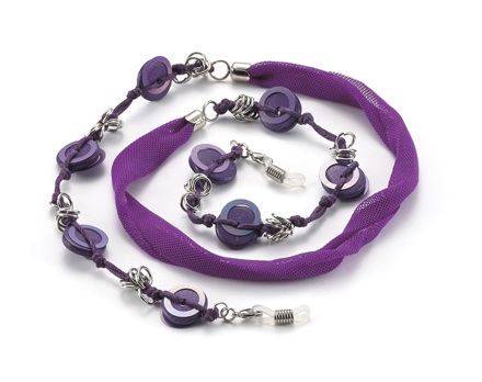 Bild von Brillenkette violett, auch als Wickelarmband tragbar, 1 Stück