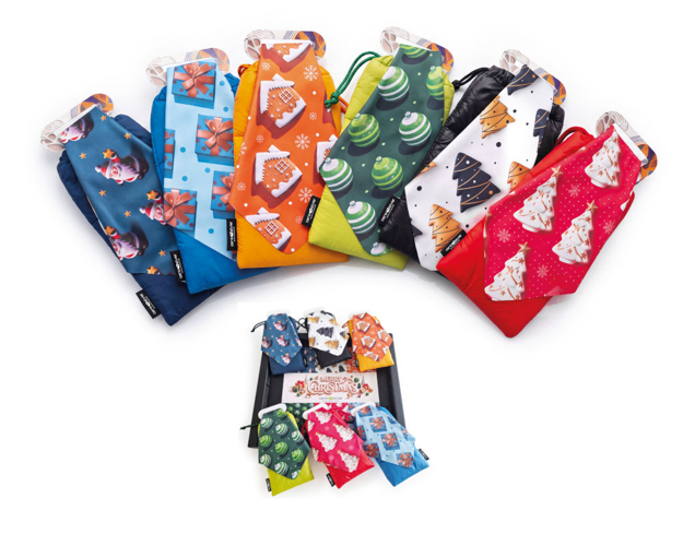 Bild von Wattierte Etuis mit Mikrofasertuch "Weihnachten" 12 Stück sort., inkl. Display